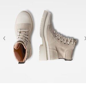 G-Star Women’s Aefon Lace Up Combat Boots Beige Ecru